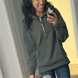 Green Scuba Oversized Funnel-Neck Half Zip - Long Size XS/S